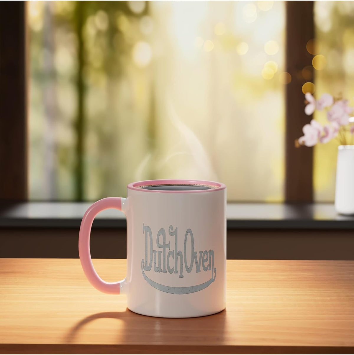 Dutch Oven Rustic Vintage Humor Ceramic Mug, Pink/White, 11oz