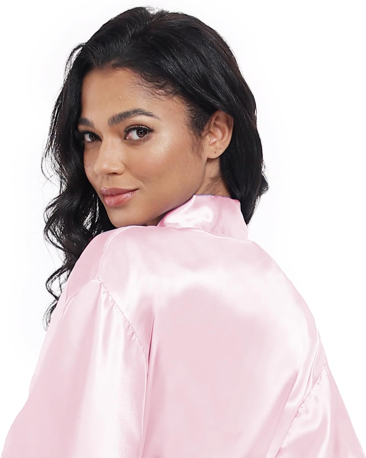 Women’s Short Satin Robes Lightweight Silky V-Neck Sleepwear Wedding Bridal Party Bride Bridesmaid Bathrobes