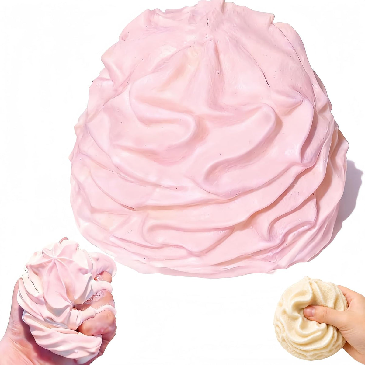 Squishy Cream Roll Stress Relief Toy, Soft and Squeezable Fidget Ball for Home and Office Use (Pink, 1pcs)