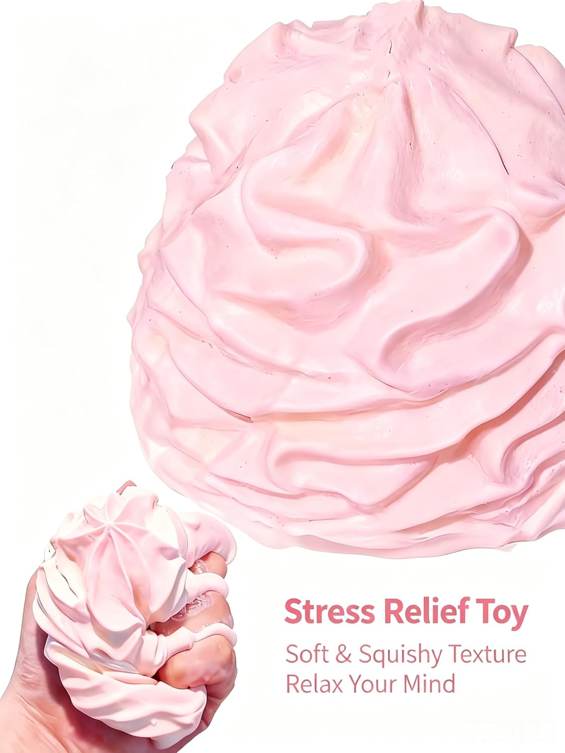 Squishy Cream Roll Stress Relief Toy, Soft and Squeezable Fidget Ball for Home and Office Use (Pink, 1pcs)