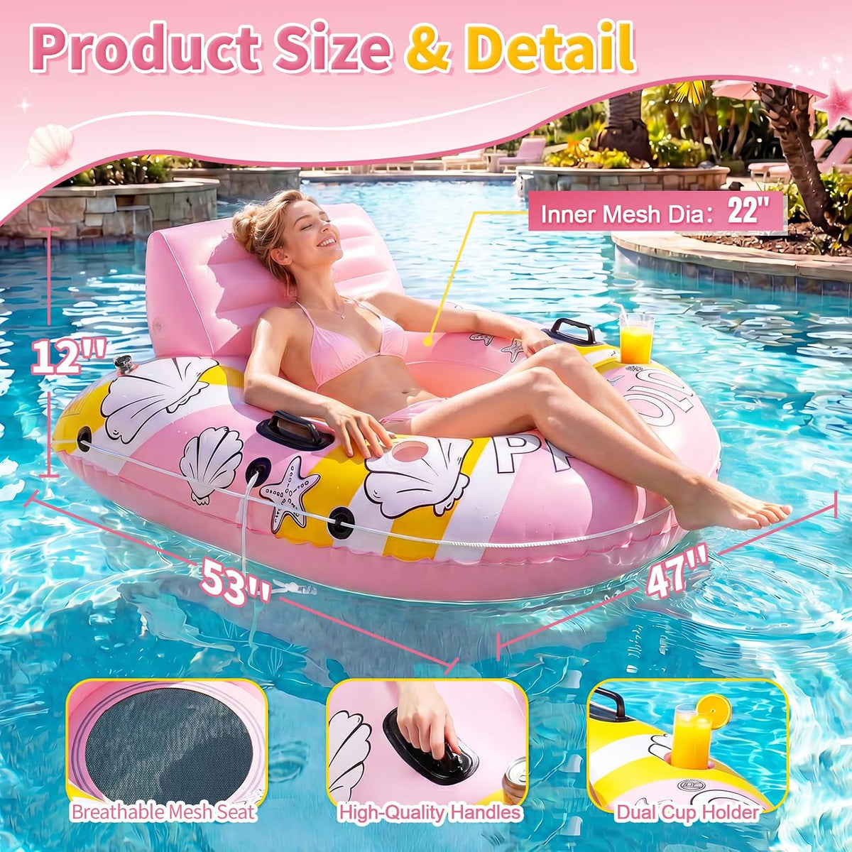 River Floats for Adults, 53" 450lb Heavy Duty River Tubes