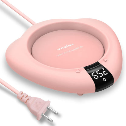Coffee Mug Warmer (No Cup), Electric Cup Warmer for Desk, 3 Temperature Levels, Auto Shut Off, Portable Mug Heater for Coffee, Beverage, Milk, Tea and Hot Chocolate, Pink