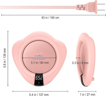 Coffee Mug Warmer (No Cup), Electric Cup Warmer for Desk, 3 Temperature Levels, Auto Shut Off, Portable Mug Heater for Coffee, Beverage, Milk, Tea and Hot Chocolate, Pink