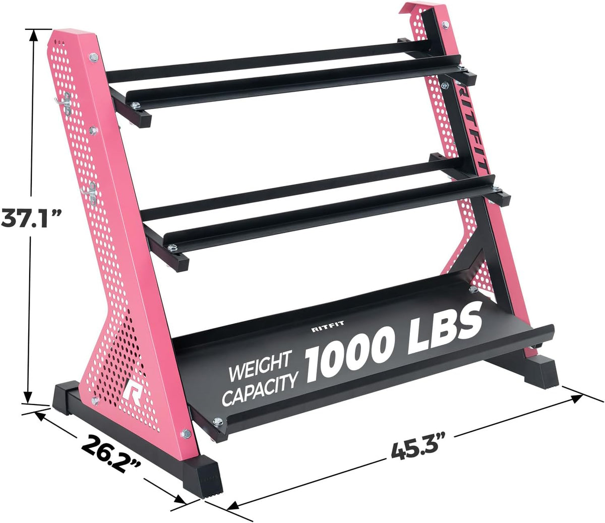 RitFit Rubber Hex Dumbbell Weight Set with 3-Tier Dumbbell Rack