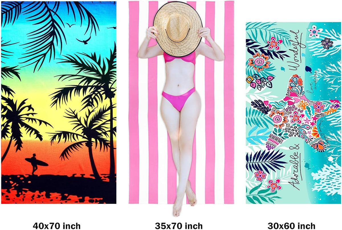 Microfiber Beach Towel Oversized - 70"x 35"Sand Free Quick Dry Lightweigh Beach Towels for Adults,Soft Extra Large Thin Travel Towel for Beach Accessories(Pink)