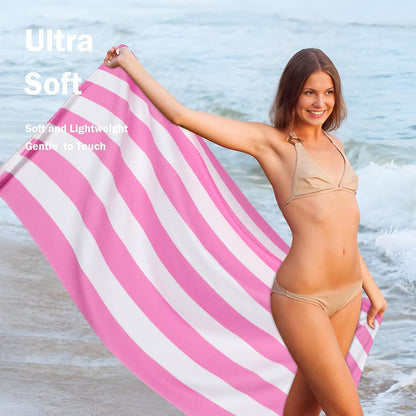 Microfiber Beach Towel Oversized - 70"x 35"Sand Free Quick Dry Lightweigh Beach Towels for Adults,Soft Extra Large Thin Travel Towel for Beach Accessories(Pink)
