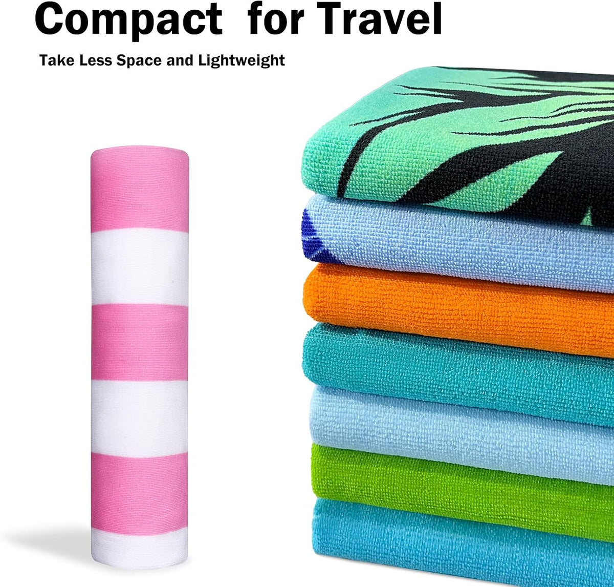 Microfiber Beach Towel Oversized - 70"x 35"Sand Free Quick Dry Lightweigh Beach Towels for Adults,Soft Extra Large Thin Travel Towel for Beach Accessories(Pink)