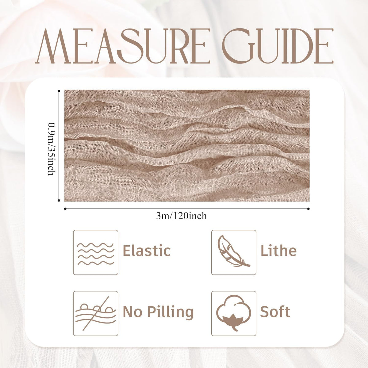 Cheesecloth Table Runner Nude Pink 10FT Boho Gauze Runner, 3 Pack