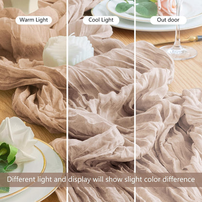 Cheesecloth Table Runner Nude Pink 10FT Boho Gauze Runner, 3 Pack