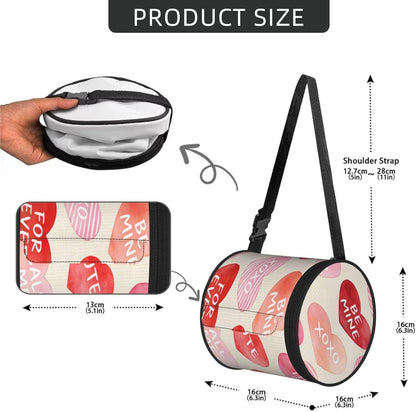 Round Tissue Holder Bag Car Hanging Tissue Boxes Cover with Adjustable Strap Foldable Roll Storage Bags with Zipper Tissues Case Organizer for Home Decor Toilet Office(Pink True Love)