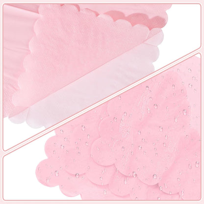 NatNarr 120 Pcs Cocktail Napkins Pink Paper Napkins Light Pink Dessert Beverage Napkin Cute Scalloped Party Napkin for Baby Bridal Shower, Birthday, 5 x 5 Inch