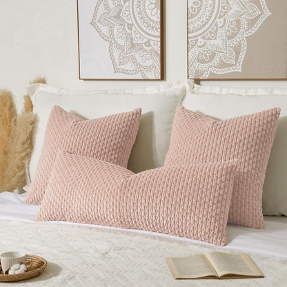 Soft Corduroy 14"x36" Lumbar Pillow Cover 1 Pack, Light Pink