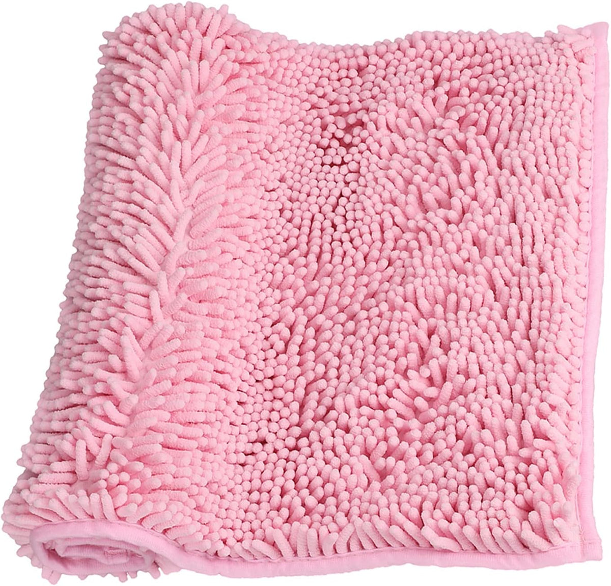 Rugs for Bathroom Slip-Resistant Shag Chenille Bath Mat Extra Soft and Absorbent Rug Shower Room Machine-Washable Fast Dry（Pink 17"x24"）