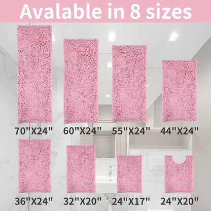Rugs for Bathroom Slip-Resistant Shag Chenille Bath Mat Extra Soft and Absorbent Rug Shower Room Machine-Washable Fast Dry（Pink 17"x24"）