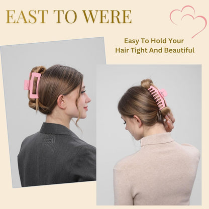Pink Hair Clips for Women -8 Pack 4.3 Inch Large Hair Claw Clips for Women Thin Thick Curly Hair, Big Banana Clips,Strong Hold jaw clips