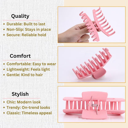 Pink Hair Clips for Women -8 Pack 4.3 Inch Large Hair Claw Clips for Women Thin Thick Curly Hair, Big Banana Clips,Strong Hold jaw clips
