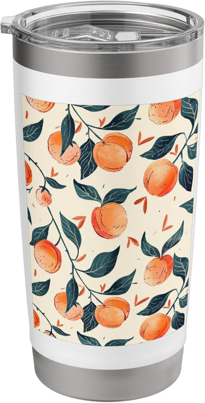 Vintage Fruit Pattern Art Peach Stainless Steel Insulated Tumbler