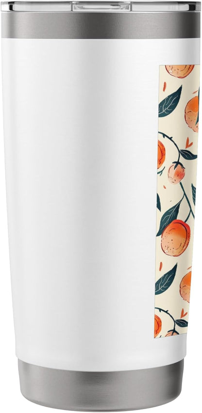Vintage Fruit Pattern Art Peach Stainless Steel Insulated Tumbler