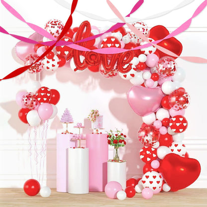 PIGETALE Crepe Paper Streamers 8 Rolls 656ft, Pack of Red, Hot Pink, Peach and White Party Streamers for Bachelorette Girl Birthday Party Baby Shower Reunion Wedding Decorations (1.8Inch x 82Ft/Roll)