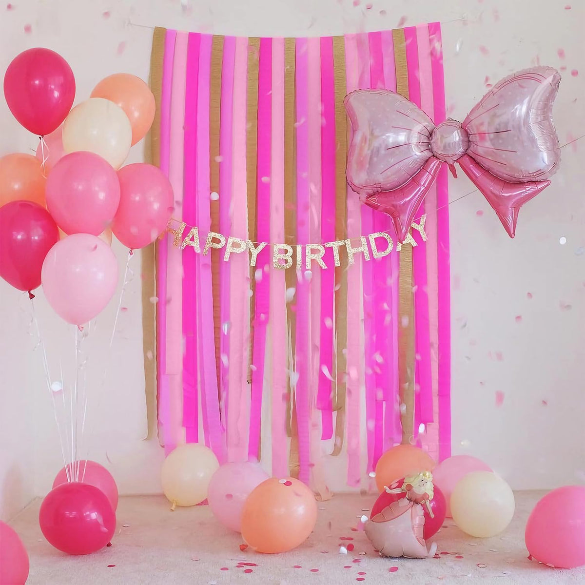 PIGETALE Crepe Paper Streamers 8 Rolls 656ft, Pack of Red, Hot Pink, Peach and White Party Streamers for Bachelorette Girl Birthday Party Baby Shower Reunion Wedding Decorations (1.8Inch x 82Ft/Roll)