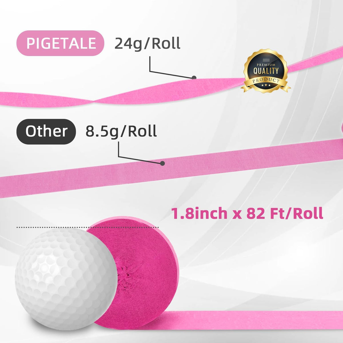 PIGETALE Crepe Paper Streamers 8 Rolls 656ft, Pack of Red, Hot Pink, Peach and White Party Streamers for Bachelorette Girl Birthday Party Baby Shower Reunion Wedding Decorations (1.8Inch x 82Ft/Roll)