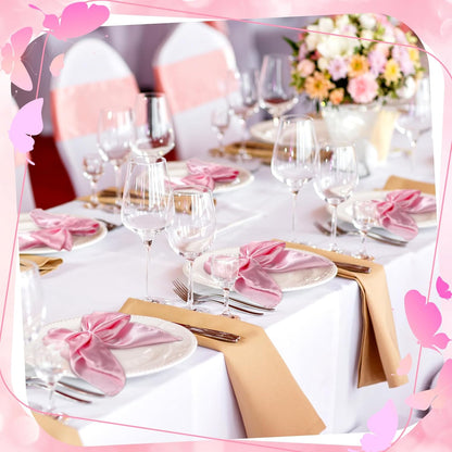 25 Pcs Pink Bow Napkin Rings Bow Satin Napkins Decors for Girls Women 5 x 5 Inch Coquette Silky Table Decors Bows Theme Party Supplies for Wedding Banquet Birthday Baby Shower Table Decor