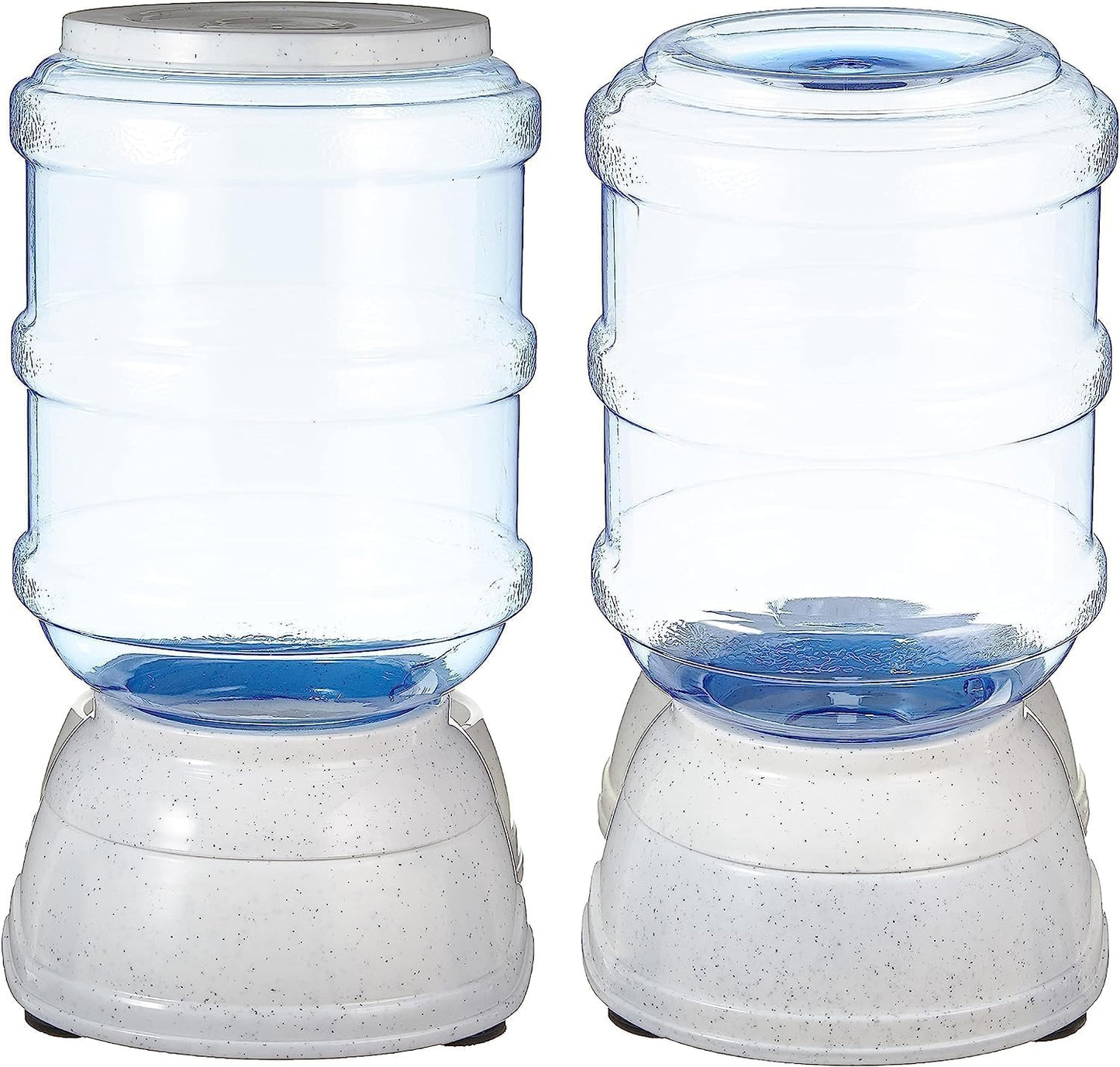 Amazon Basics Automatic Pet Water Dispenser and Gravity Food Feeder Set for Cat and Dog, Easy to Clean, 6-Pound Food Capacity, 1-Gallon, Small, Gray, Pack of 2