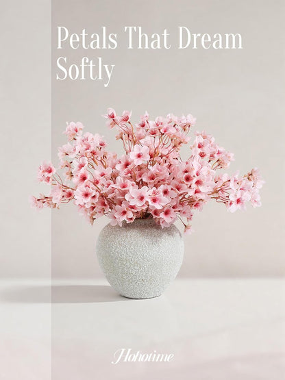 8Pcs Artificial Cherry Blossom Branches, Pink 16" Silk Faux Peach Sakura Flowers, Fake Bouquet for Spring Home Wedding Party Decor, Japanese Garden Bedroom Table Centerpiece