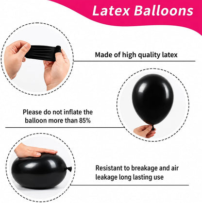Pink and Black Balloons with 2Pcs Pink Bow Balloons