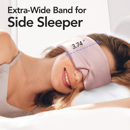 Silk Sleep Mask for Side Sleeper, Travel, Airplane, Pale Pink
