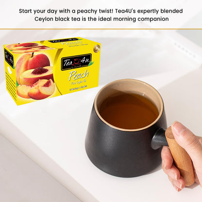 Tea4U Flavored Black Ceylon TeaBags (Peach) - Ideal Quality from Sri Lanka's Finest Leaves and Expertly Blended - 25 Count