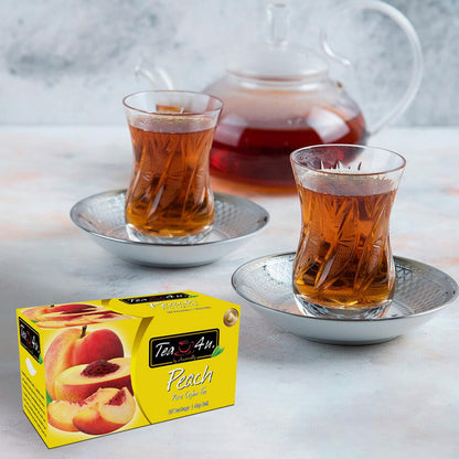 Tea4U Flavored Black Ceylon TeaBags (Peach) - Ideal Quality from Sri Lanka's Finest Leaves and Expertly Blended - 25 Count