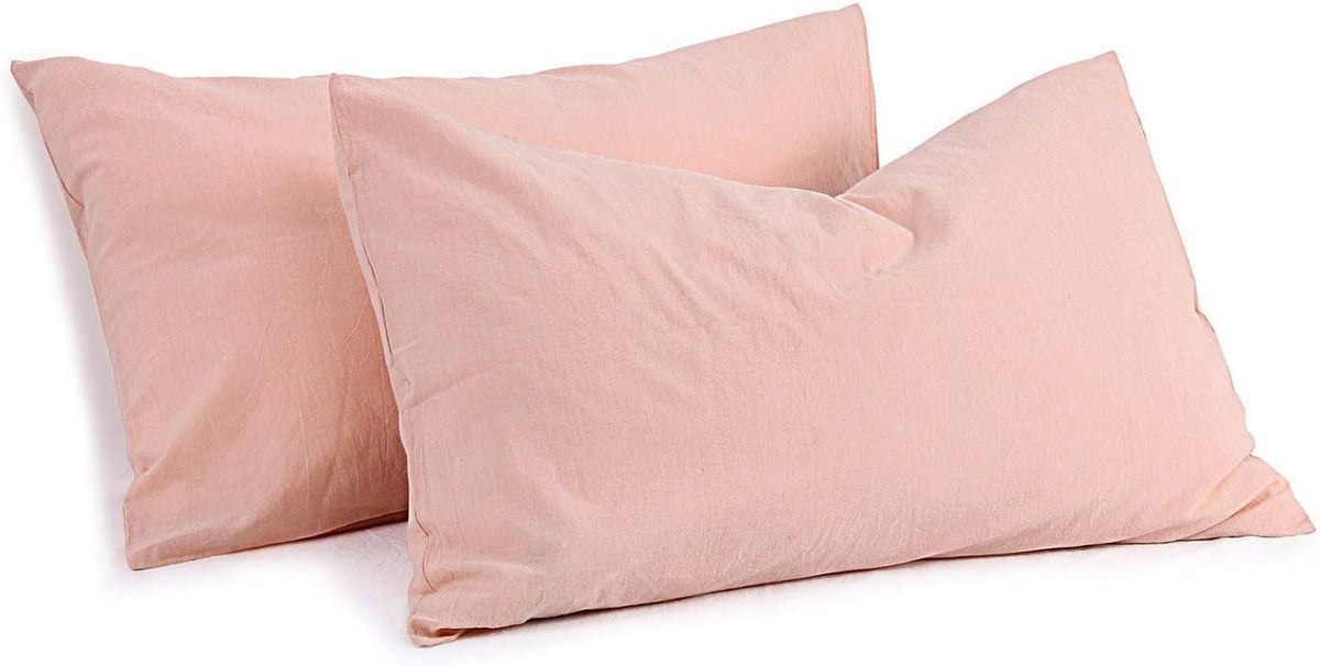 100% Heavy Egyptian Cotton 1800-Thread-Count Pillow Case Set of 2-Piece (Queen 20 x 30) Peach Color, Solid Style