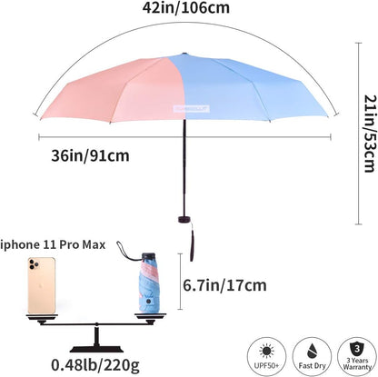 Mini Teflon Purse Umbrella With 99% UV Protection for Travel