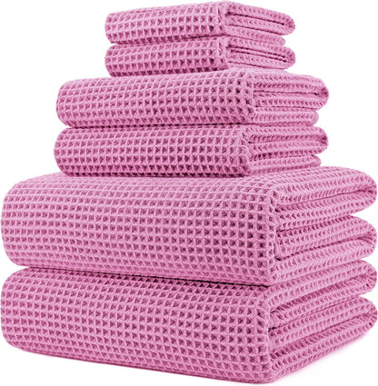 430 GSM Poly Blend Microfiber Quick Dry Waffle Bath Towel Set of 6