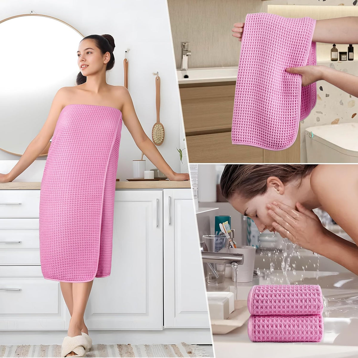 430 GSM Poly Blend Microfiber Quick Dry Waffle Bath Towel Set of 6