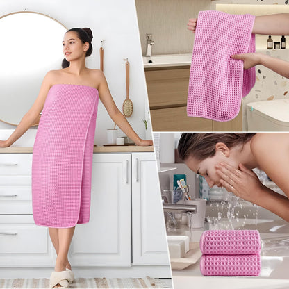 430 GSM Poly Blend Microfiber Quick Dry Waffle Bath Towel Set of 6