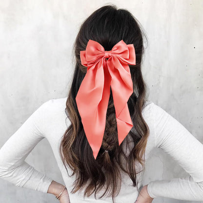 4Pcs Hair Bows Clip, Hot Pink Elegant Satin Bow Hair Clip Cheer Bows Valentine's Day Gift for Birthday, Wedding, Holidays - Light, Coral, Bright, Rose