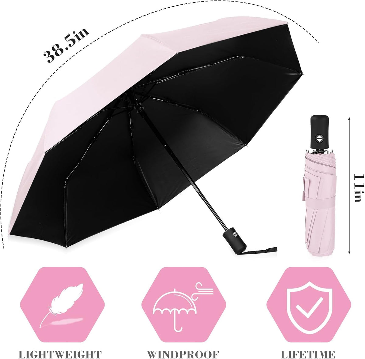 4 Pack Umbrellas Compact Windproof, Automatic Open and Close Folding Rain Umbrella Collapsible for Men Women Travel