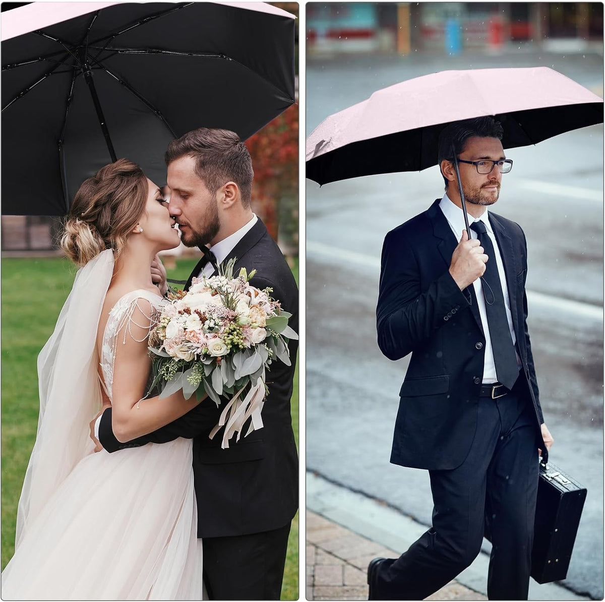 4 Pack Umbrellas Compact Windproof, Automatic Open and Close Folding Rain Umbrella Collapsible for Men Women Travel