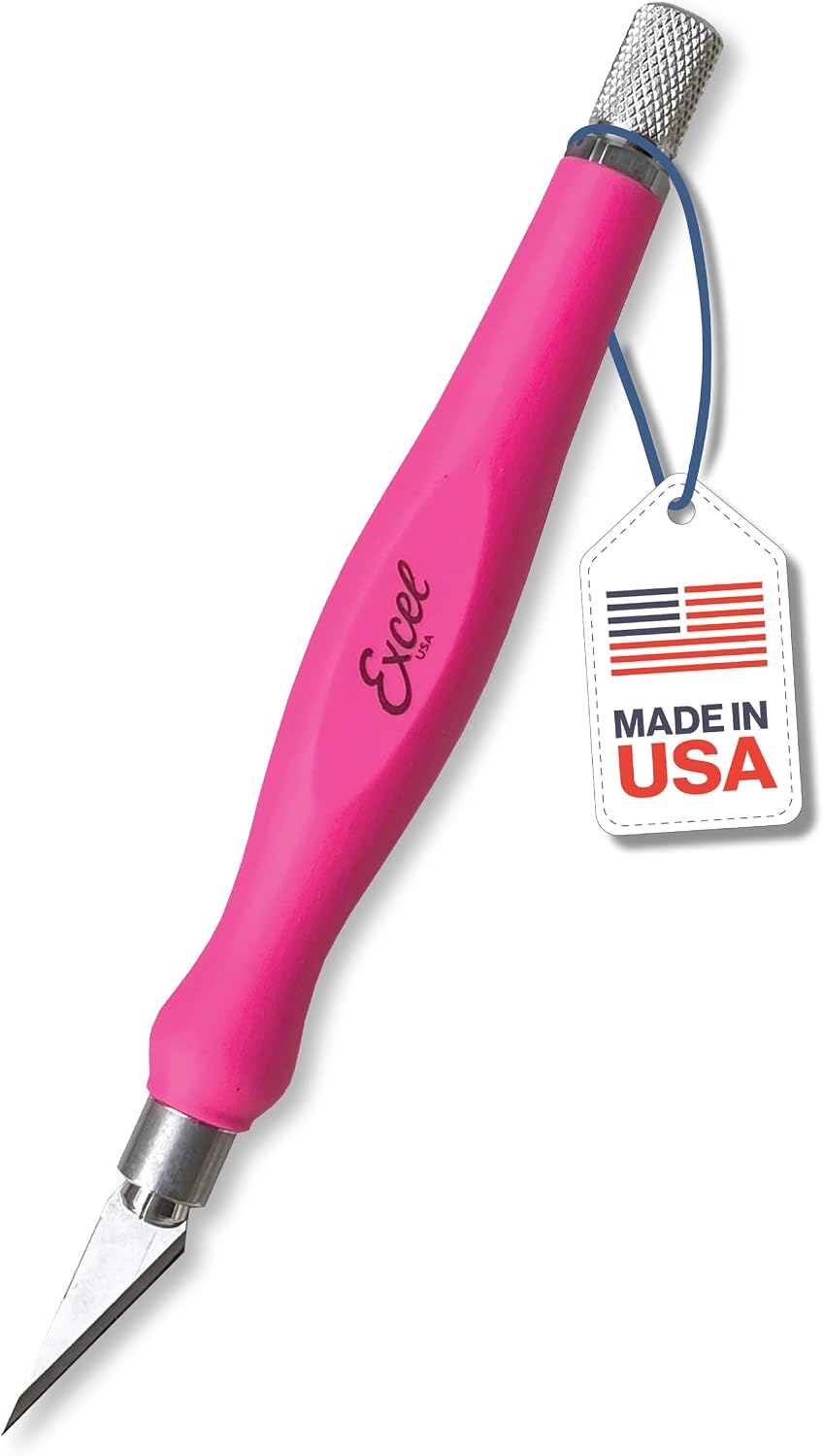 #11 Blade Fit Grip Craft Knife, Rubber Grip, Pink