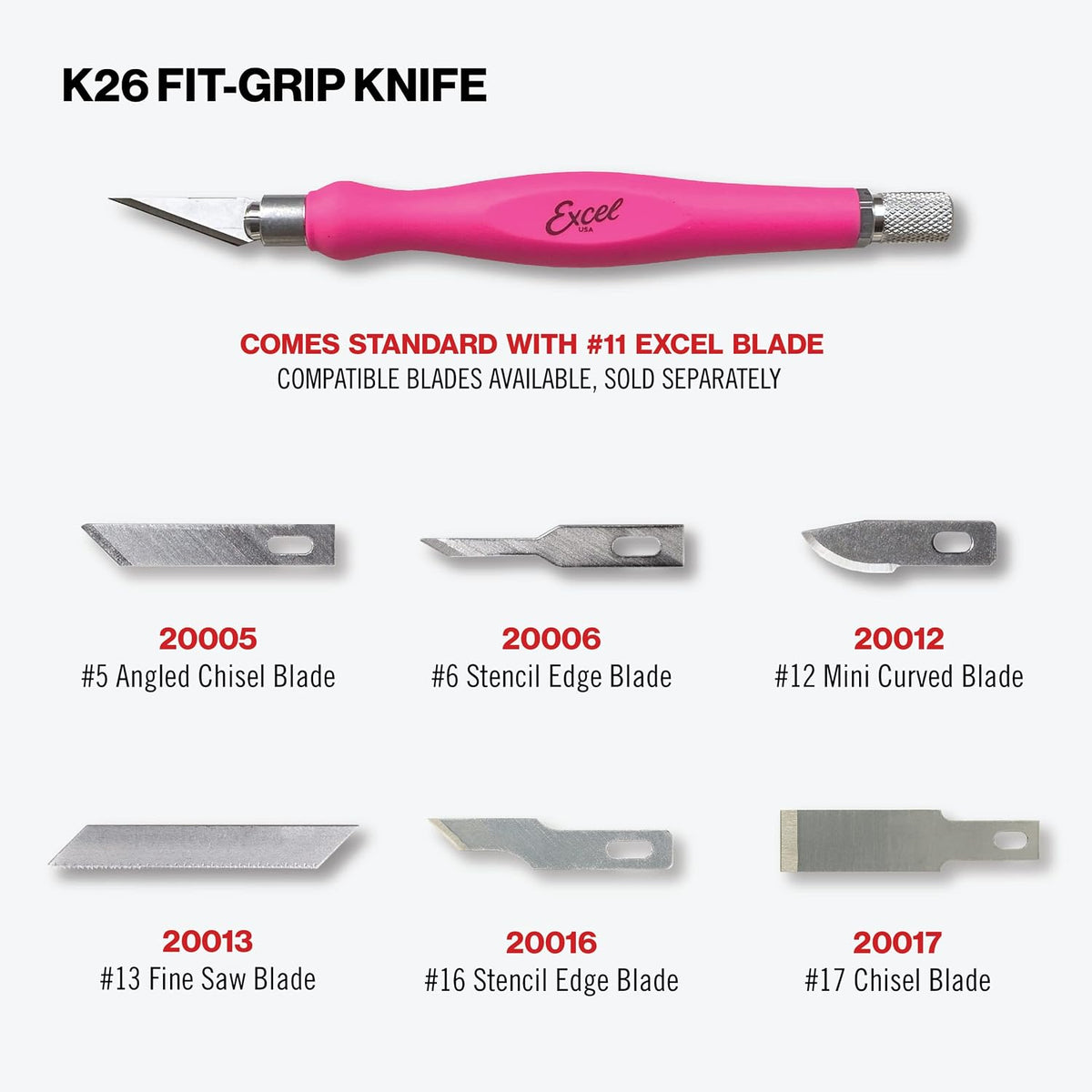 #11 Blade Fit Grip Craft Knife, Rubber Grip, Pink