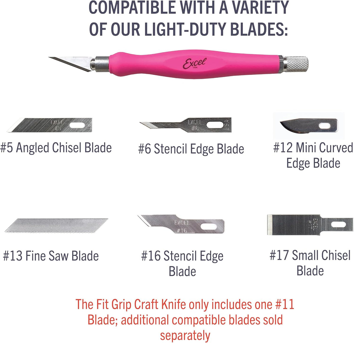 #11 Blade Fit Grip Craft Knife, Rubber Grip, Pink