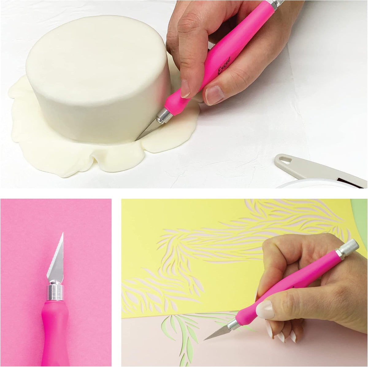 #11 Blade Fit Grip Craft Knife, Rubber Grip, Pink