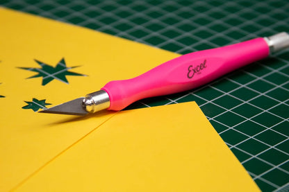 #11 Blade Fit Grip Craft Knife, Rubber Grip, Pink