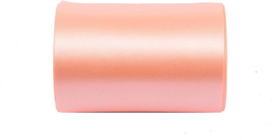 YYCRAFT 4 Inch Wide Satin Ribbon Satin Fabric Spool for Grand Opening Cutting Ceremony Wedding Birthday Party Decoration Gift Craft (22 Yards,Peach)