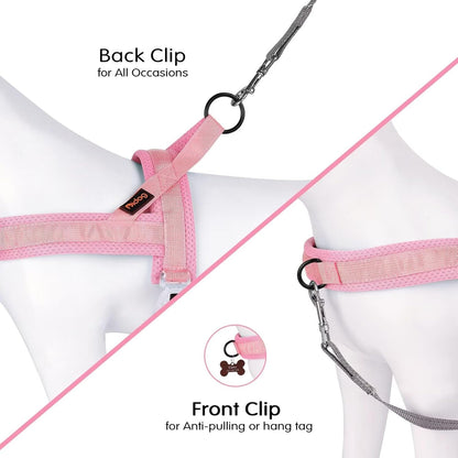 No Pull Dog Harness with Breathable Mesh Padded, Quick Fit & Easy on Dog Vest Harness for Small Medium Large Dogs Training Walking(Pink,L)