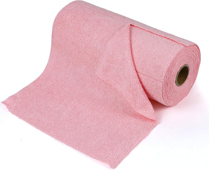 50PCS Microfiber Cleaning Cloth Roll, 10"×10" Wash Cloths, Pink