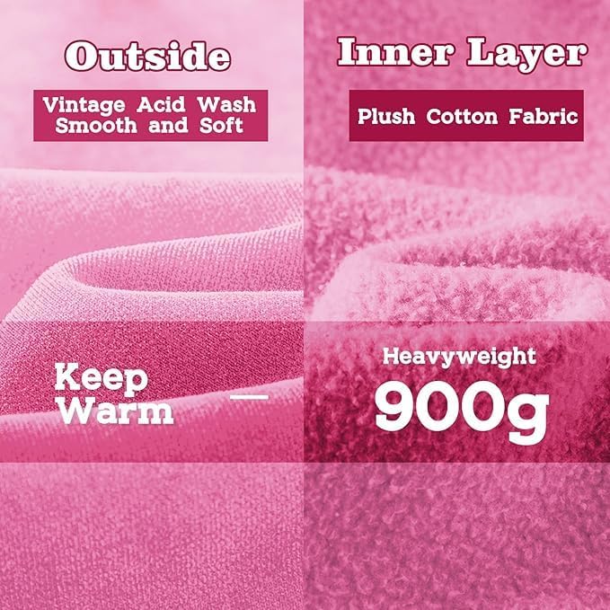 Womens Oversized Hoodie Acid Wash Hoodie Vintage Sweatshirt Heavyweight Fleece Cotton Streetwear Trendy Sweatshirts