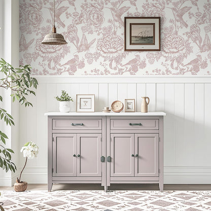 Pink Peel and Stick Wallpaper Floral Birds Butterfly Contact Paper 17.3"x78.7" Vintage Wall Paper Self Adhesive Removable Wallpaper for Bedroom Bathroom Laundry Room Farmhouse Vinyl Rolls